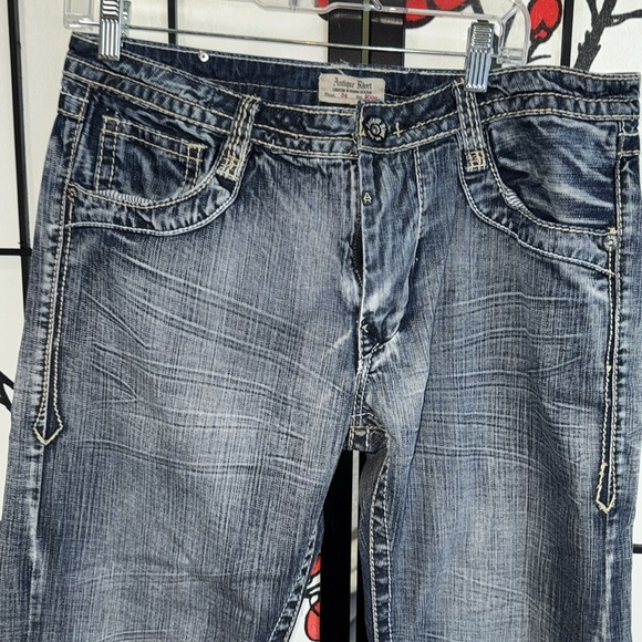 Antique Rivet 34x32 Mens Denim Blue Relaxed Jeans - Picture 3 of 15